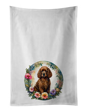 Load image into Gallery viewer, Irish Water Spaniel and Flowers Kitchen Towel Set of 2