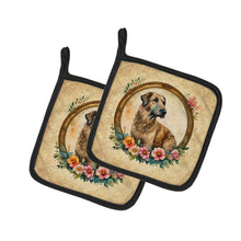 Load image into Gallery viewer, Irish Wolfhound and Flowers Pot Holders - Set of 2 Decorative Kitchen Helpers | Made in the USA