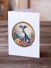 Load image into Gallery viewer, Italian Greyhound and Flowers Greeting Cards -  Blank Note Cards – 8-Pack of Artist-Designed Cards with Envelopes