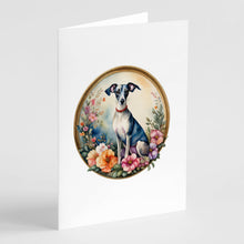 Load image into Gallery viewer, Italian Greyhound and Flowers Greeting Cards -  Blank Note Cards – 8-Pack of Artist-Designed Cards with Envelopes