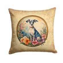 Load image into Gallery viewer, Italian Greyhound and Flowers Throw Pillow - 14x14 Decorative Pillow – Art for Your Home &amp; Patio