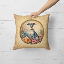 Load image into Gallery viewer, Italian Greyhound and Flowers Fabric Decorative Pillow