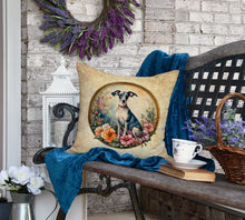 Load image into Gallery viewer, Italian Greyhound and Flowers Fabric Decorative Pillow