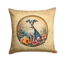 Load image into Gallery viewer, Italian Greyhound and Flowers Fabric Decorative Pillow