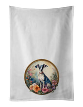 Load image into Gallery viewer, Italian Greyhound and Flowers Kitchen Towel Set of 2