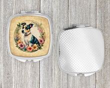 Load image into Gallery viewer, Jack Russell Terrier and Flowers Compact Mirror – Stylish Purse Mirror with Artistic Covers