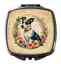 Load image into Gallery viewer, Jack Russell Terrier and Flowers Compact Mirror – Stylish Purse Mirror with Artistic Covers