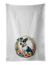 Load image into Gallery viewer, Jack Russell Terrier and Flowers Kitchen Towel Set of 2