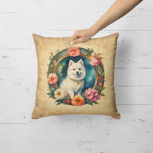 Load image into Gallery viewer, Japanese Spitz and Flowers Fabric Decorative Pillow