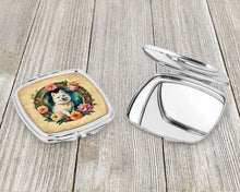 Load image into Gallery viewer, Japanese Spitz and Flowers Compact Mirror – Stylish Purse Mirror with Artistic Covers