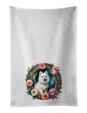 Load image into Gallery viewer, Japanese Spitz and Flowers Kitchen Towel Set of 2