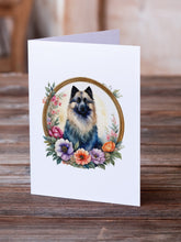 Load image into Gallery viewer, Keeshond and Flowers Greeting Cards -  Blank Note Cards – 8-Pack of Artist-Designed Cards with Envelopes