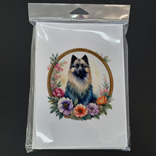 Load image into Gallery viewer, Keeshond and Flowers Greeting Cards -  Blank Note Cards – 8-Pack of Artist-Designed Cards with Envelopes