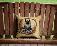 Load image into Gallery viewer, Keeshond and Flowers Throw Pillow - 14x14 Decorative Pillow – Art for Your Home &amp; Patio