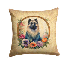 Load image into Gallery viewer, Keeshond and Flowers Throw Pillow - 14x14 Decorative Pillow – Art for Your Home &amp; Patio