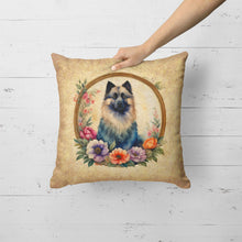 Load image into Gallery viewer, Keeshond and Flowers Fabric Decorative Pillow