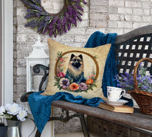 Load image into Gallery viewer, Keeshond and Flowers Fabric Decorative Pillow