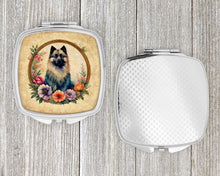 Load image into Gallery viewer, Keeshond and Flowers Compact Mirror – Stylish Purse Mirror with Artistic Covers