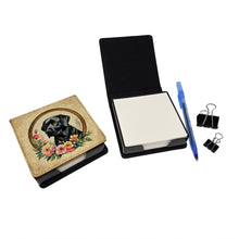 Load image into Gallery viewer, Black Labrador Retriever and Flowers PU Leather Note Paper Holder