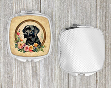 Load image into Gallery viewer, Black Labrador Retriever and Flowers Compact Mirror – Stylish Purse Mirror with Artistic Covers
