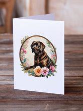 Load image into Gallery viewer, Chocolate Labrador Retriever and Flowers Greeting Cards -  Blank Note Cards – 8-Pack of Artist-Designed Cards with Envelopes