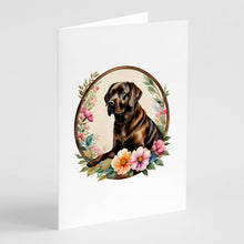 Load image into Gallery viewer, Chocolate Labrador Retriever and Flowers Greeting Cards -  Blank Note Cards – 8-Pack of Artist-Designed Cards with Envelopes
