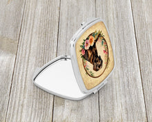 Load image into Gallery viewer, Chocolate Labrador Retriever and Flowers Compact Mirror – Stylish Purse Mirror with Artistic Covers