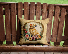 Load image into Gallery viewer, Yellow Labrador Retriever and Flowers Throw Pillow - 14x14 Decorative Pillow – Art for Your Home &amp; Patio