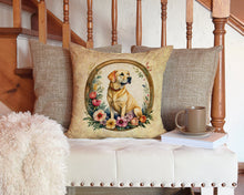 Load image into Gallery viewer, Yellow Labrador Retriever and Flowers Throw Pillow - 14x14 Decorative Pillow – Art for Your Home &amp; Patio