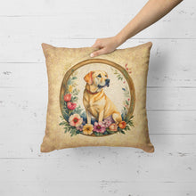 Load image into Gallery viewer, Yellow Labrador Retriever and Flowers Fabric Decorative Pillow