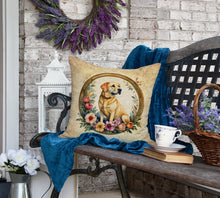 Load image into Gallery viewer, Yellow Labrador Retriever and Flowers Fabric Decorative Pillow