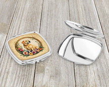 Load image into Gallery viewer, Yellow Labrador Retriever and Flowers Compact Mirror – Stylish Purse Mirror with Artistic Covers