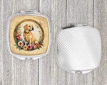 Load image into Gallery viewer, Yellow Labrador Retriever and Flowers Compact Mirror – Stylish Purse Mirror with Artistic Covers