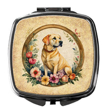 Load image into Gallery viewer, Yellow Labrador Retriever and Flowers Compact Mirror – Stylish Purse Mirror with Artistic Covers