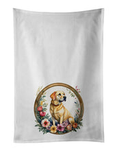 Load image into Gallery viewer, Yellow Labrador Retriever and Flowers Kitchen Towel Set of 2