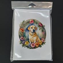 Load image into Gallery viewer, Yellow Labrador Retriever and Flowers Greeting Cards -  Blank Note Cards – 8-Pack of Artist-Designed Cards with Envelopes