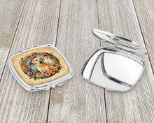 Load image into Gallery viewer, Yellow Labrador Retriever and Flowers Compact Mirror – Stylish Purse Mirror with Artistic Covers