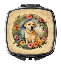 Load image into Gallery viewer, Yellow Labrador Retriever and Flowers Compact Mirror – Stylish Purse Mirror with Artistic Covers