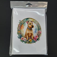 Load image into Gallery viewer, Lakeland Terrier and Flowers Greeting Cards -  Blank Note Cards – 8-Pack of Artist-Designed Cards with Envelopes