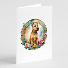 Load image into Gallery viewer, Lakeland Terrier and Flowers Greeting Cards -  Blank Note Cards – 8-Pack of Artist-Designed Cards with Envelopes