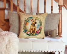 Load image into Gallery viewer, Lakeland Terrier and Flowers Throw Pillow - 14x14 Decorative Pillow – Art for Your Home &amp; Patio