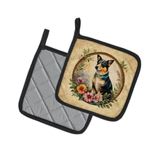 Load image into Gallery viewer, Lancashire Heeler and Flowers Pot Holders - Set of 2 Decorative Kitchen Helpers | Made in the USA
