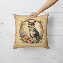Load image into Gallery viewer, Lancashire Heeler and Flowers Fabric Decorative Pillow