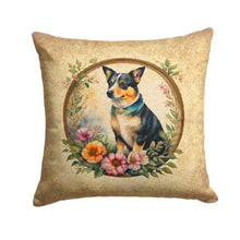 Load image into Gallery viewer, Lancashire Heeler and Flowers Fabric Decorative Pillow