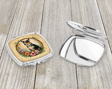 Load image into Gallery viewer, Lancashire Heeler and Flowers Compact Mirror – Stylish Purse Mirror with Artistic Covers