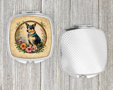 Load image into Gallery viewer, Lancashire Heeler and Flowers Compact Mirror – Stylish Purse Mirror with Artistic Covers