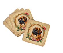 Load image into Gallery viewer, Leonberger and Flowers Coasters - Set of 4 Lightweight Foam, Absorbent Drink Coasters