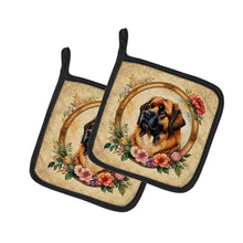 Load image into Gallery viewer, Leonberger and Flowers Pot Holders - Set of 2 Decorative Kitchen Helpers | Made in the USA