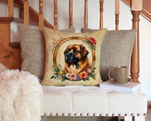 Load image into Gallery viewer, Leonberger and Flowers Throw Pillow - 14x14 Decorative Pillow – Art for Your Home &amp; Patio