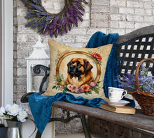Load image into Gallery viewer, Leonberger and Flowers Fabric Decorative Pillow